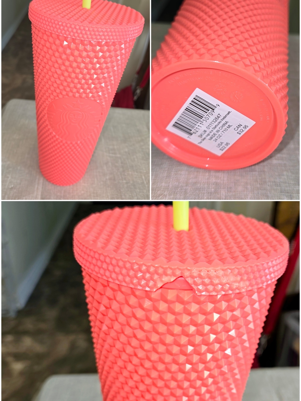 Starbucks Pink Textured Stud Tumbler with Straw